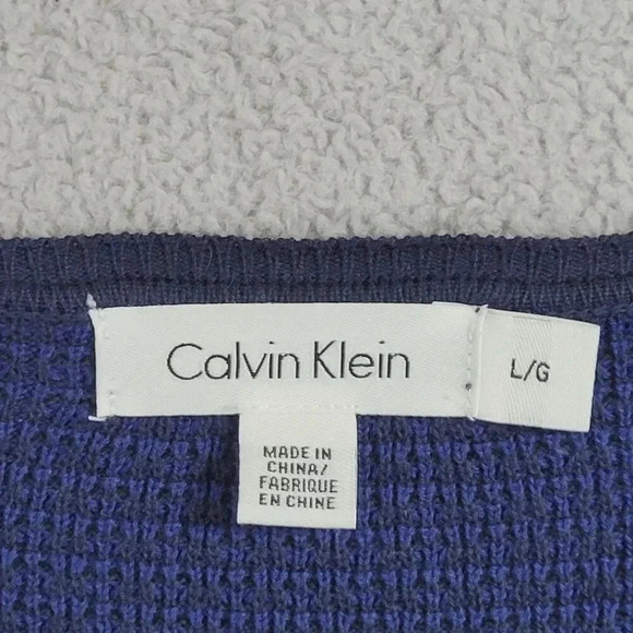 Calvin Klein Mens V-Neck Cotton Pullover Sweater L/G Blue 5PT - Picture 4 of 7